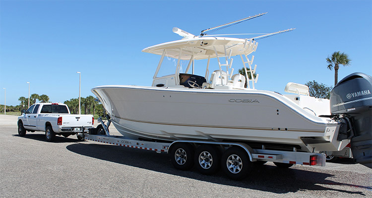 Hauling a boat behind a trailer