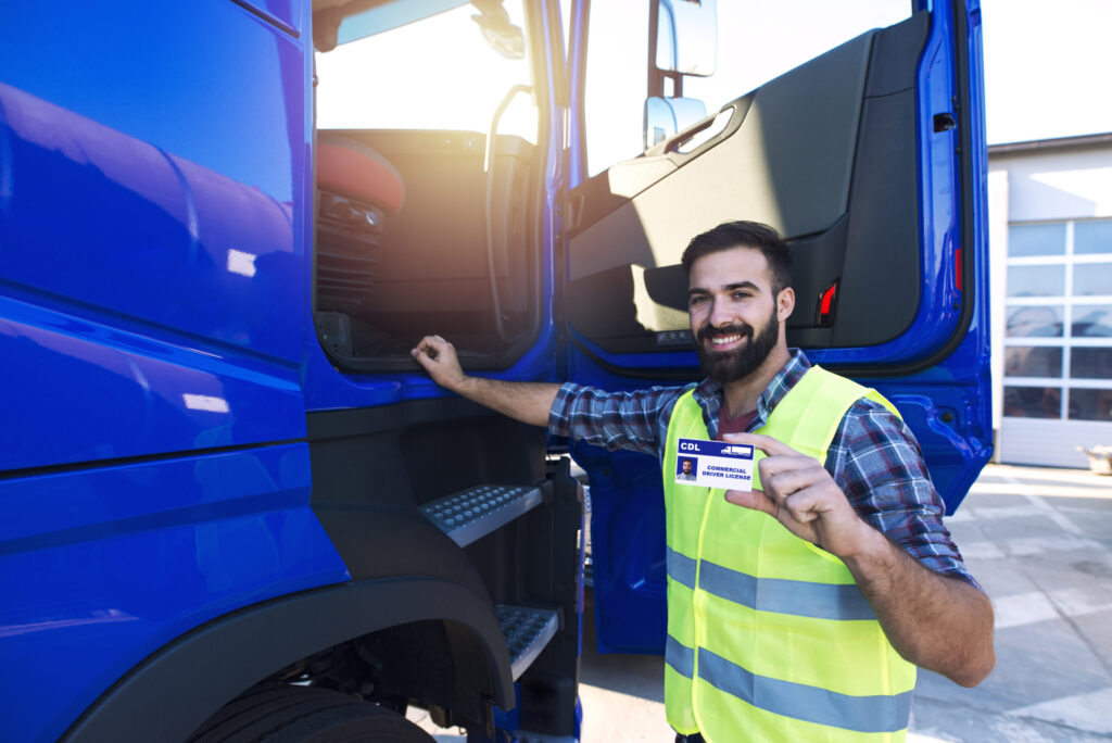 Guy In Blue Truck with CDL License