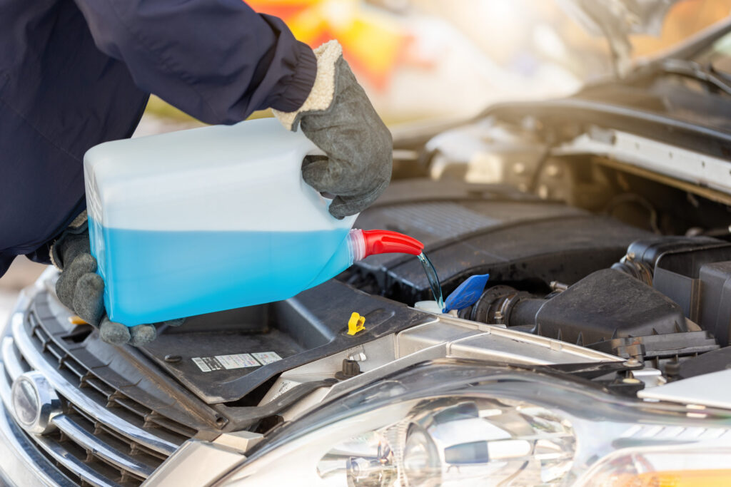 car in winter time getting anitfreeze