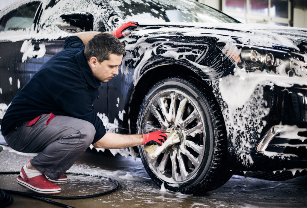 washing car and tires